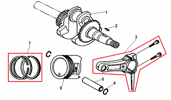 6 ПОРШЕНЬ - ШАТУН ГЕНЕРАТОР CHAMPION GG3000